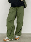 Ifomat Relaxed Drawstring Low Waist Cargo Pants