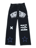 Ifomat Star Letter Graphic Cargo Jeans
