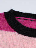 Ifomat Stripe Splice Ripped Thin Loose Sweater