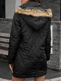 Women's Puffer Jacket Winter Warm Jacket Winter Coat Parka with Faux Fur Hood Windproof Stylish Casual Street Jacket Long Sleeve Plain Full Zip