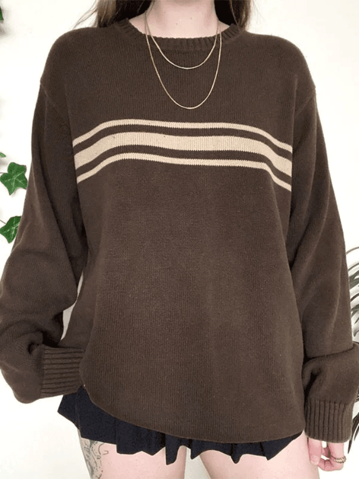 Ifomat Vintage Three Striped Pullover Sweater