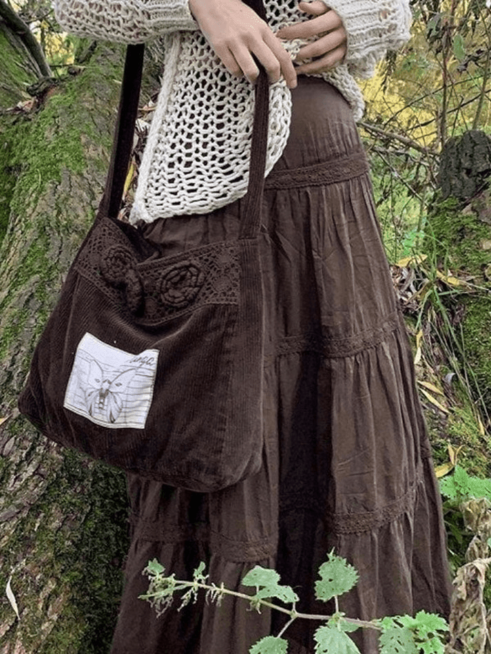 Ifomat Vintage Tiered Midi Skirt