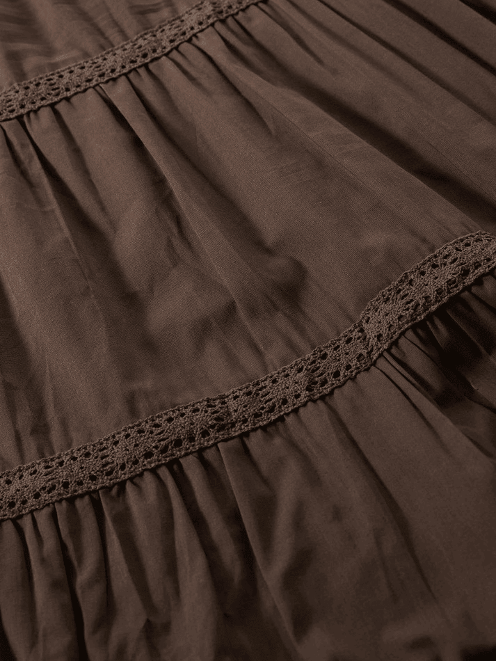 Ifomat Vintage Tiered Midi Skirt