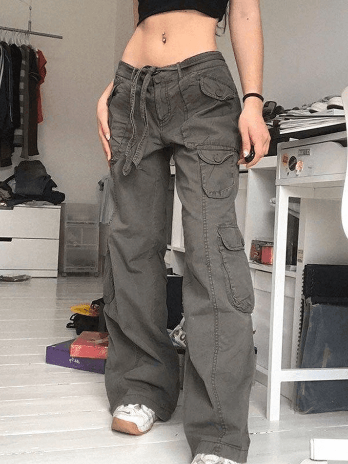 Ifomat Washed Pocket Patched Cargo Jeans
