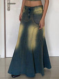 Ifomat Washed Splice Mermaid Maxi Skirt