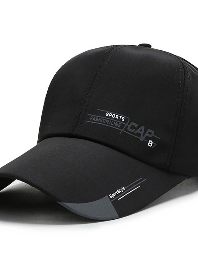 Men's Baseball Cap Black White Polyester Print Fashion Classic & Timeless Chic & Modern Outdoor Daily Letter Portable Breathable